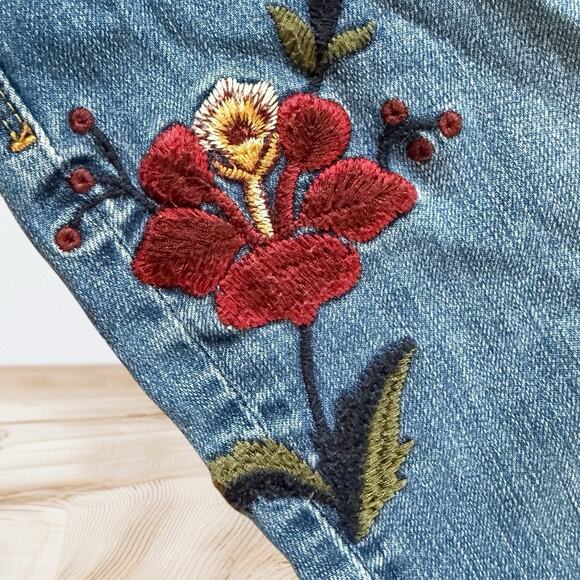 Talbots Slim Ankle Jeans Embroidered Floral Size 22 Womens Boho Hi Rise Coastal - Picture 5 of 10